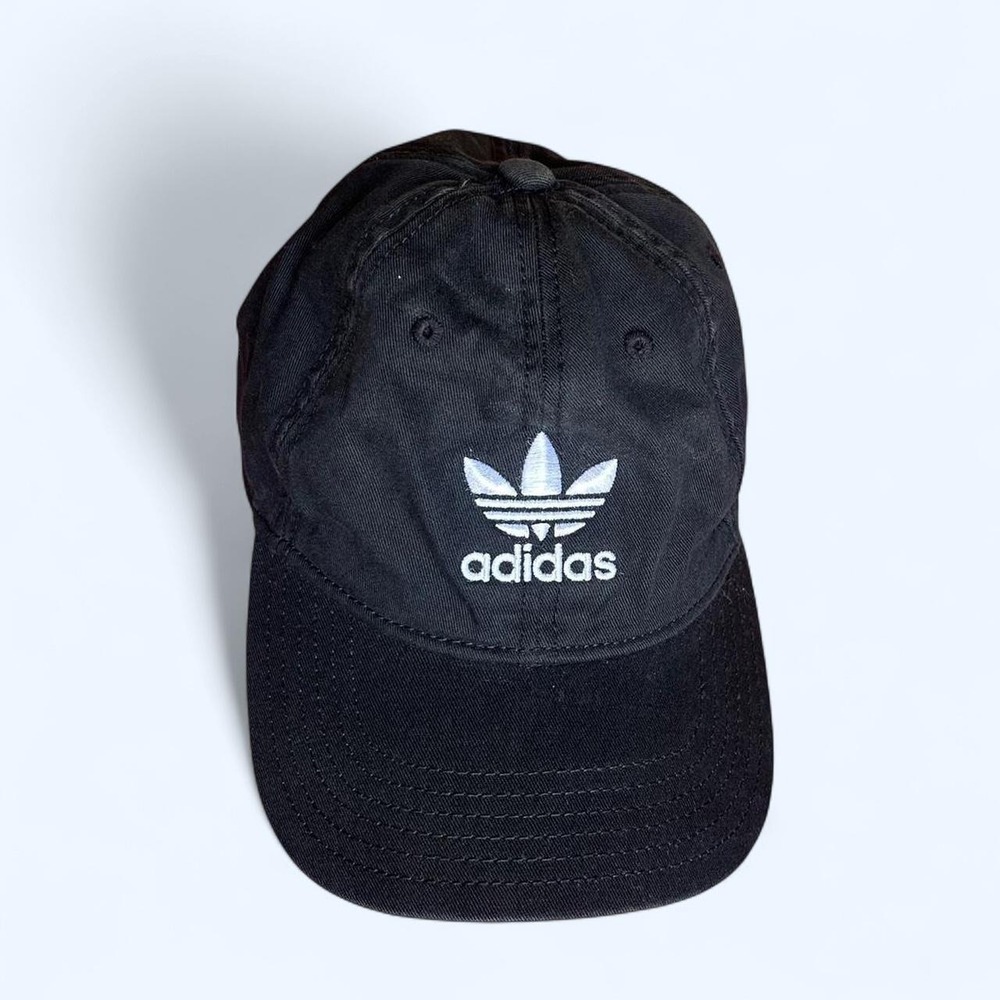 Adidas Originals black baseball cap w white trefoil logo